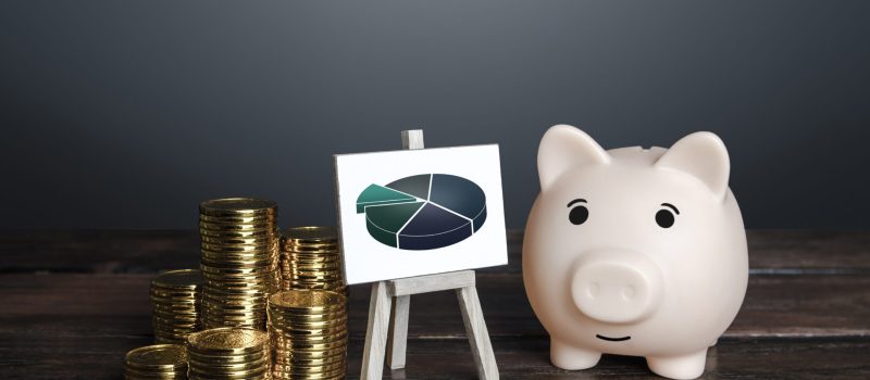 Wooden blocks with the word budget and a calculator with numbers 2022. Accumulating money and planning a budget. Business and finance. Loan, deposit, credit. Investments. Goals, income
